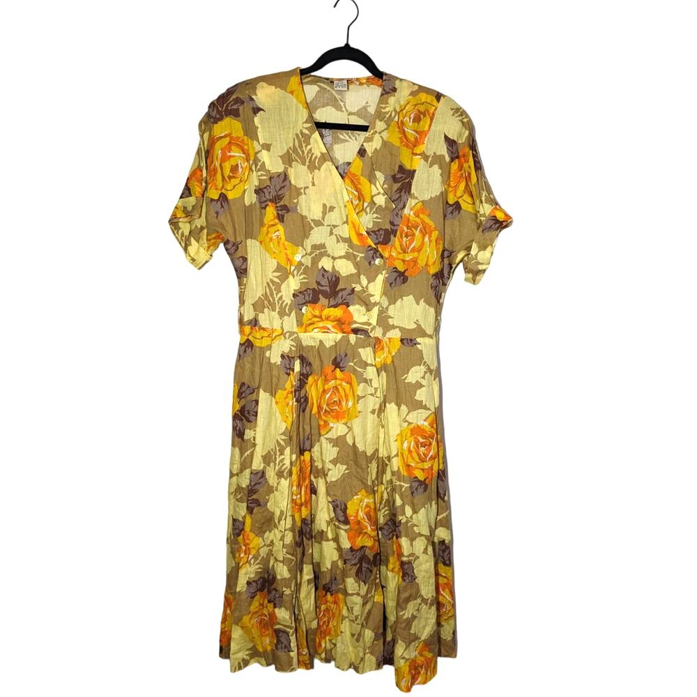 Vintage Plus Size Sportmax Yellow Floral Dress